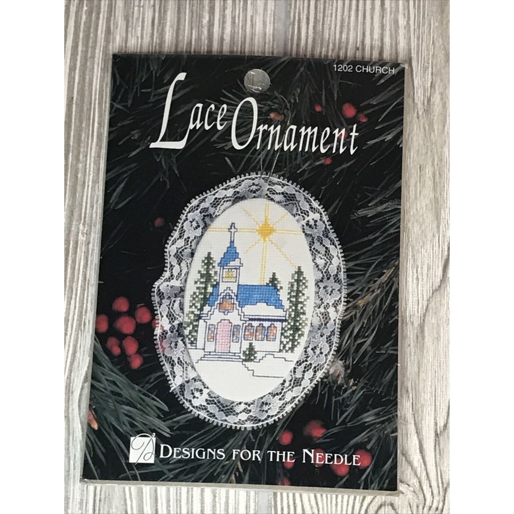 Designs for the Needle Lace Ornament Kit 1202 Church Cross Stitch Winter Scene